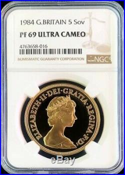1984 Gold Great Britain Proof 5 Pounds Coin Ngc Proof 69 Ultra Cameo