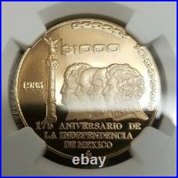 1985 Mexico Gold 1000 Pesos Independence Anniv Ngc Pf 69 Ultra Cameo Mint Error