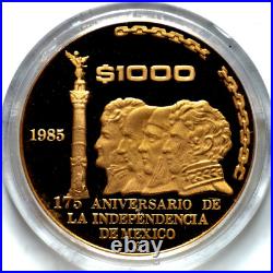 1985 Proof Coinage of Mexico $1000 Gold & $500 Silver Original Box/COA BG112