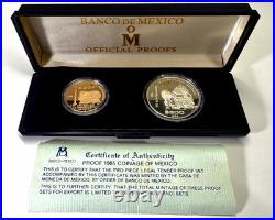 1985 Proof Coinage of Mexico $1000 Gold & $500 Silver Original Box/COA BG112