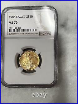 1986 $10 American Gold Eagle NGC MS70