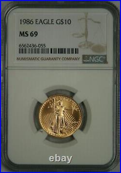 1986 $10 Quarter Ounce Gold Eagle NGC MS69