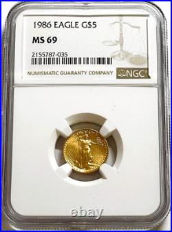 1986 $5 Gold American Eagle NGC MS69