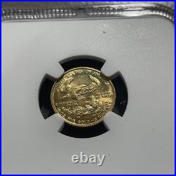 1986 American Eagle $5 Gold Coin MS69 NGC 1/10 Ounce Fine Gold