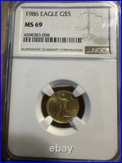 1986 American Gold Eagle 1/10 oz $5 NGC MS69 1986 American Gold Eagle 1/10 oz $5 NGC MS69