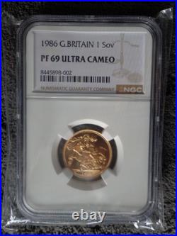 1986 Great Britain United Kingdom PURE GOLD PROOF NGC 69 70 and OGP