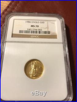 1986 MS70 NGC $5 American Gold Eagle FIRST YEAR OF ISSUE Ultra Rare