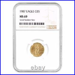 1987 1/10 oz $5 Gold American Eagle NGC MS 69