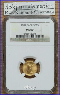 1987 American Gold Eagle $5 1/10 ounce NGC MS 69
