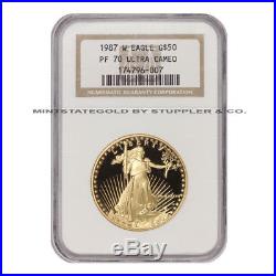 1987-W $50 Eagle NGC PF70UCAM 1 oz 22-KT American Gold Ultra Cameo Proof coin