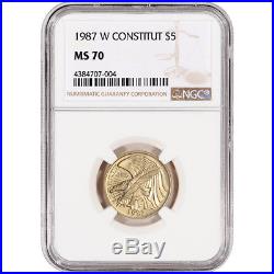 1987-W US Gold $5 Constitution Commemorative BU NGC MS70