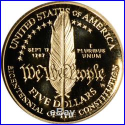1987-W US Gold $5 Constitution Commemorative Proof NGC PF70 UCAM