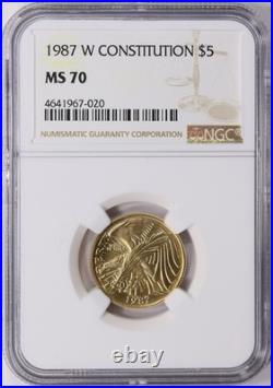 1987-W U. S. Constitution Bicentennial Gold $5 NGC MS70