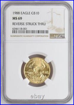 1988 $10 NGC MS69 Gold Eagle Reverse Struck Thru 118001