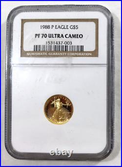 1988 $5 1/10 Gold American Eagle Proof NGC PF70 Ultra Cameo