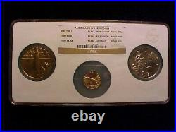 1988 AMERICA IN SPACE UNC 3 COIN GOLD SILVER & BRONZE MEDAL SET NGC Graded