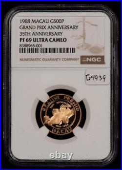 1988 MACAU G500p Grand Prix Racing Gold Coin NGC PF 69.235 AGW SKU-G4939 1988 MACAU G500p Grand Prix Racing Gold Coin NGC PF 69.235 AGW SKU-G4939