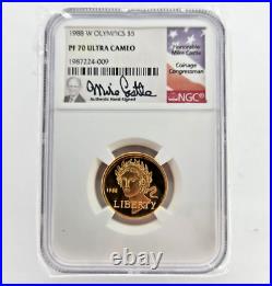 1988 W Olympics $5 NGC Pop 1 Label Commemorative Gold Coin PF 70 Ultra Cameo