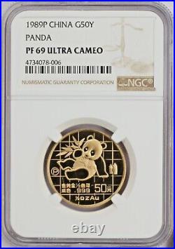 1989P 1/2 oz. Gold Panda 50 Yuan NGC PF69 Ultra Cameo