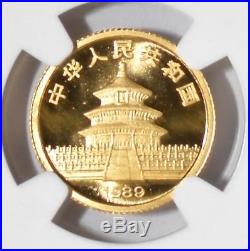 1989 China 10 Yuan Small Date Gold Panda Coin NGC/NCS MS69 Conserved