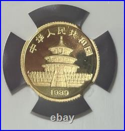 1989-P Gold Panda 1/20 oz. 5 Yuan NGC PF70 UC. Pop only 10 coins