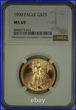 1990 $25 Half Ounce Gold Eagle NGC MS69