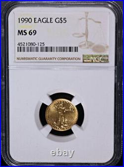 1990 Gold American Eagle $5 NGC MS69 Brown Label STOCK