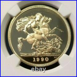 1990 Great Britain Gold 5 Pounds 5 Sov Ngc Pf 69 Ultra Cameo Very High Grade