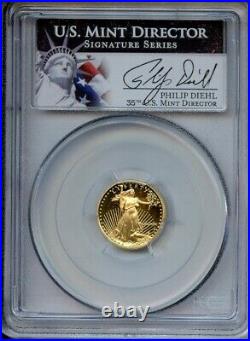 1990 P Gold $5 Eagle PCGS PR70DCAM Philip Diehl Signature Label