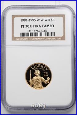 1991-1995-W Gold NGC PF70 ULTRA CAMEAO $5 World War II NG2113 combine shipping