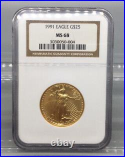 1991 Gold Eagle $25 Coin NGC MS 68