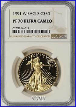 1991-W $50 Gold Eagle NGC PF70 Ultra Cameo 1oz. 9999 Fine