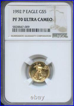 1992 P Gold $5 Eagle NGC PF70 Ultra Cameo