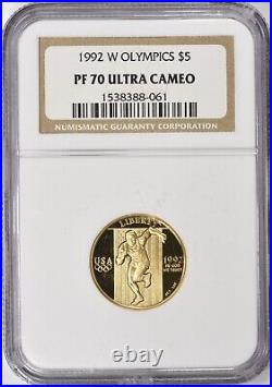 1992-W XXV Olympiad Gold $5 COMMEMORATIVE NGC PF70 Proof-70 UC
