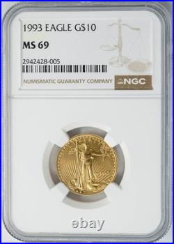 1993 $10 American Gold Eagle MS69 NGC 950290-2 1993 $10 American Gold Eagle MS69 NGC 950290-2