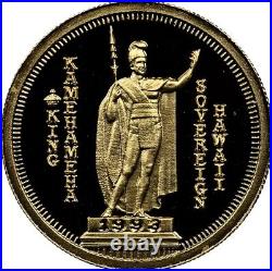 1993 Royal Hawaiian Mint Proof Gold 1/10C. KAMEHAMEHA SOVEREIGN HAWAII. PF 70