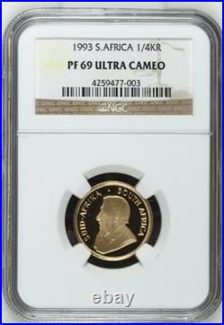 1993 South Africa 1/4 Proof Krugerrand NGC PF 69 Ultra Cameo 1/4 oz Gold TOP POP