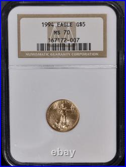 1994 Gold American Eagle $5 NGC MS70 Brown Label Centered 1994 Gold American Eagle $5 NGC MS70 Brown Label Centered