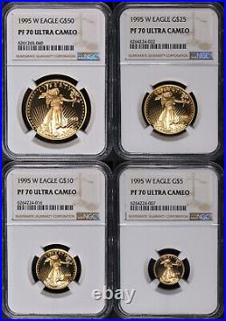 1995 Gold American Eagle 4 Coin Proof Set NGC PF70 Ultra Cameo Brown Label STOCK