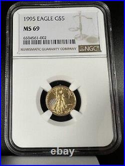 1995 Gold Eagle NGC Slabbed and Graded MS69 $5 Eagle Type 1 Key Date Eagle