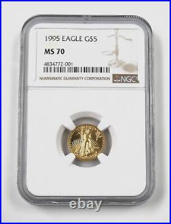 1995 US Mint $5 1/10 oz American Gold Eagle Coin Certified NGC MS70 Free Ship