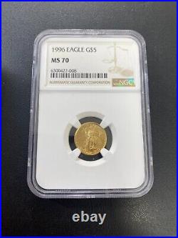 1996 1/10 Oz Gold Eagle Ngc Ms-70 Uncirculated Gold Eagle Certified $5