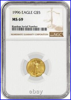 1996 $5 1/10 oz Gold American Eagle NGC MS69 Gem Uncirculated Coin