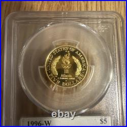 1996 W Gold Coin $5 Cauldron PCGS PR69DCAM John Mercanti Signed Atlanta Olympics