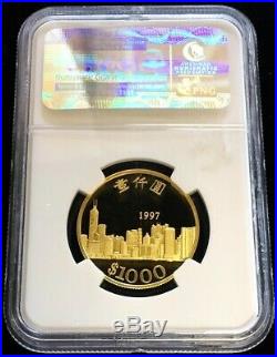 1997 Gold Hong Kong $1000 Return To China Coin Ngc Proof 69 Ultra Cameo