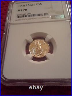 1998 $5 Gold Eagle coin 1/10 oz MS70 NGC EXCELLENT LOW PRICE