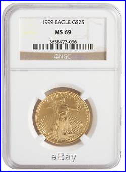 1999 $25 1/2oz Gold American Eagle MS69 NGC Brown Label