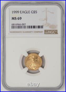 1999 $5 American Gold Eagle MS69 NGC 947801-6