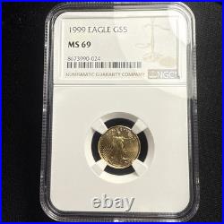 1999 NGC MS-69 American Eagle G$5 Five Dollars 1/10 OZ Gold Coin Better Date 1999 NGC MS-69 American Eagle G$5 Five Dollars 1/10 OZ Gold Coin Better Date