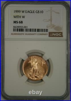 1999-W $10 Quarter Ounce Gold Eagle NGC MS68